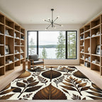 Rich Brown Autumn Leaf Botanical Rug