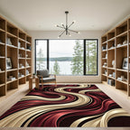 Crimson Gold Swirl Ribbons Rug