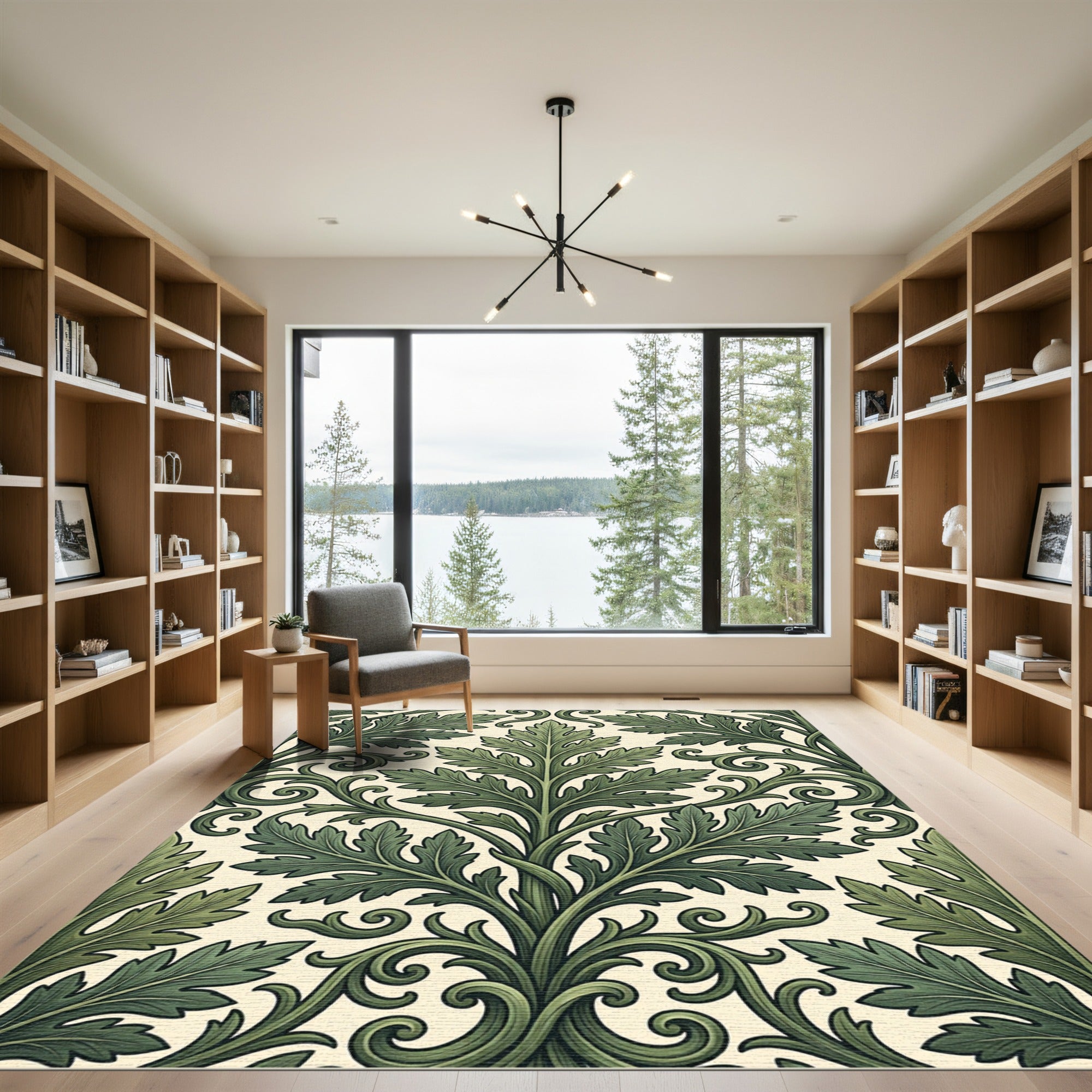 Verdant Botanical Acanthus Scroll Area Rug