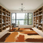 Modern Abstract Earth Tone Brushstroke Rug