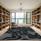 Dark Gray Wavy Contour Rug