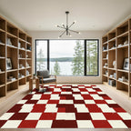 Rustic Red Crimson Checkered Rug