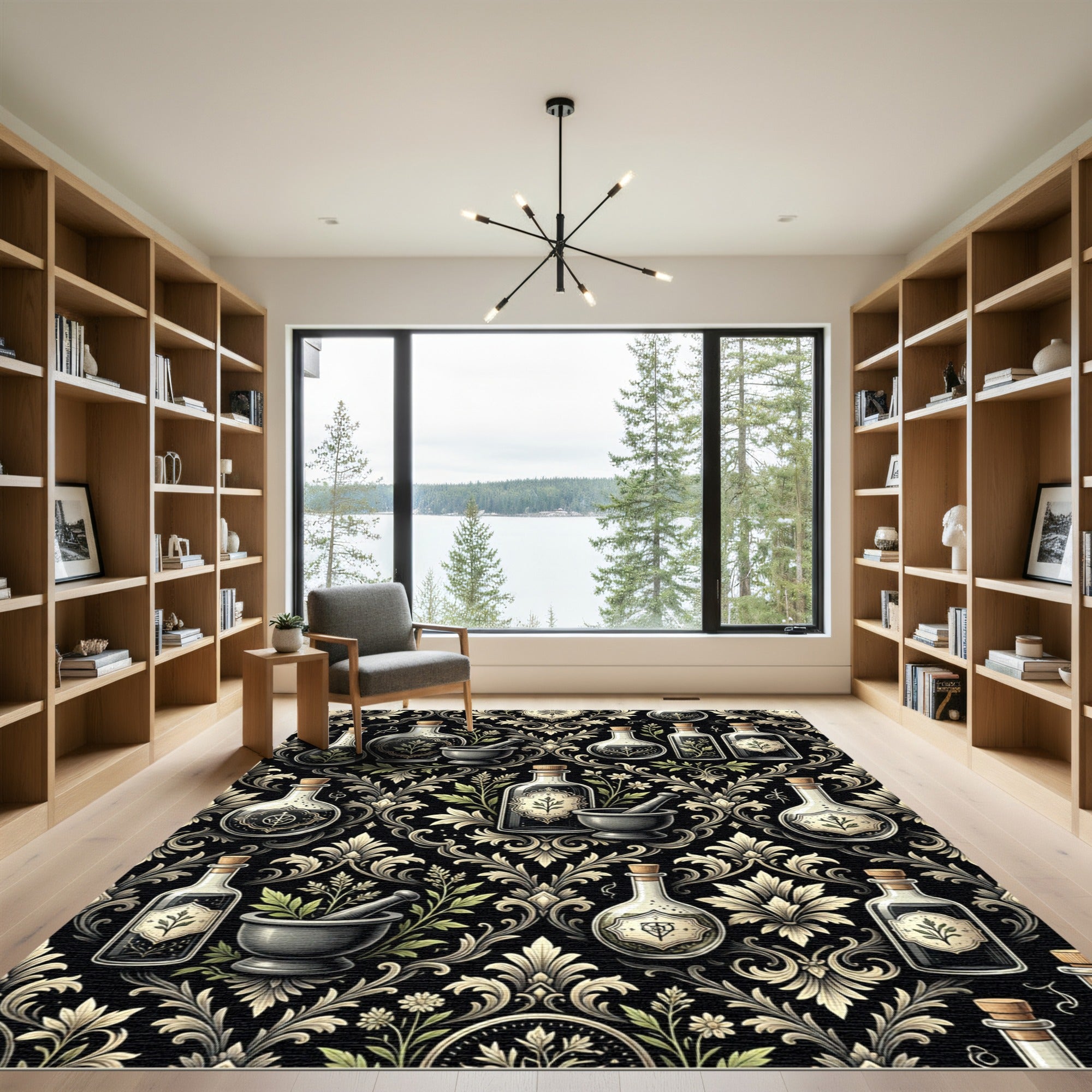 Vintage Apothecary Botanical Dark Floral Rug