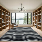 Monochromatic Gray Wavy Linear Illusion Rug