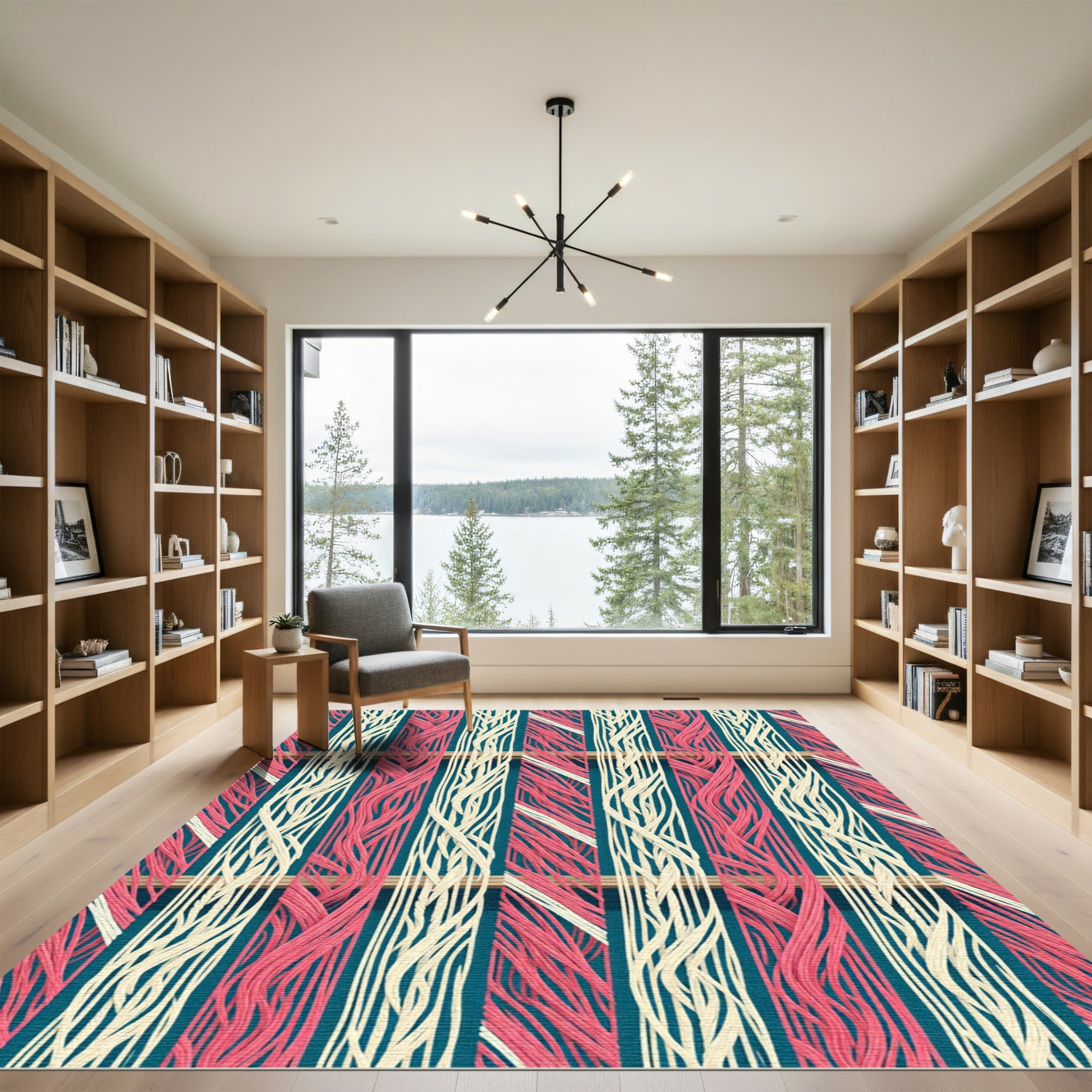 Crimson Cream Vertical Rope Weave Rug