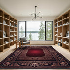 Ornate Royal Crimson Crown Border Rug