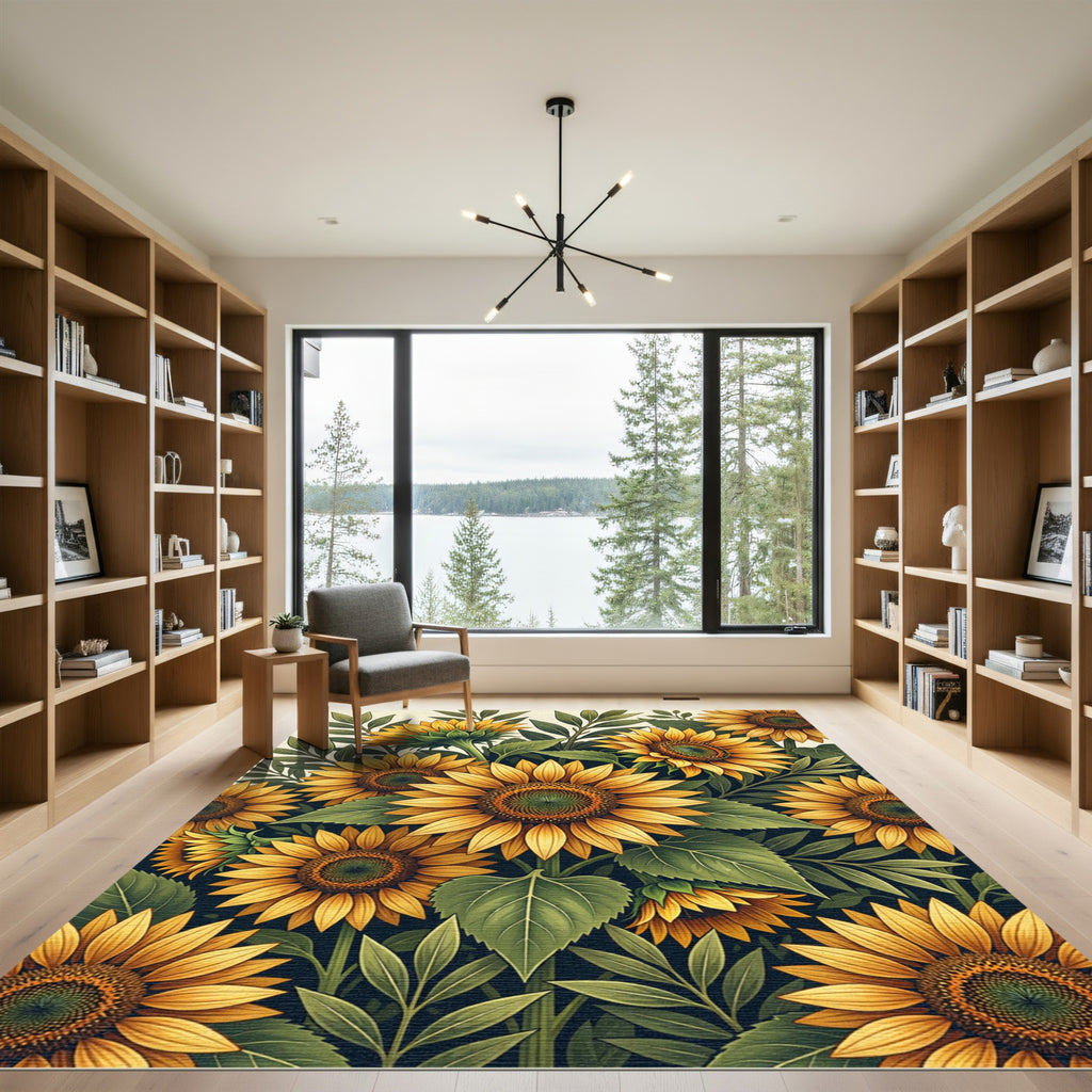 Vibrant Golden Sunflower Meadow Rug