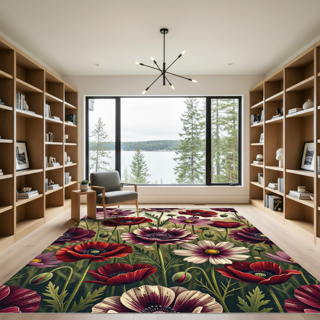 Crimson And Violet Floral Meadow Rug