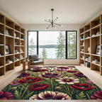 Crimson And Violet Floral Meadow Rug