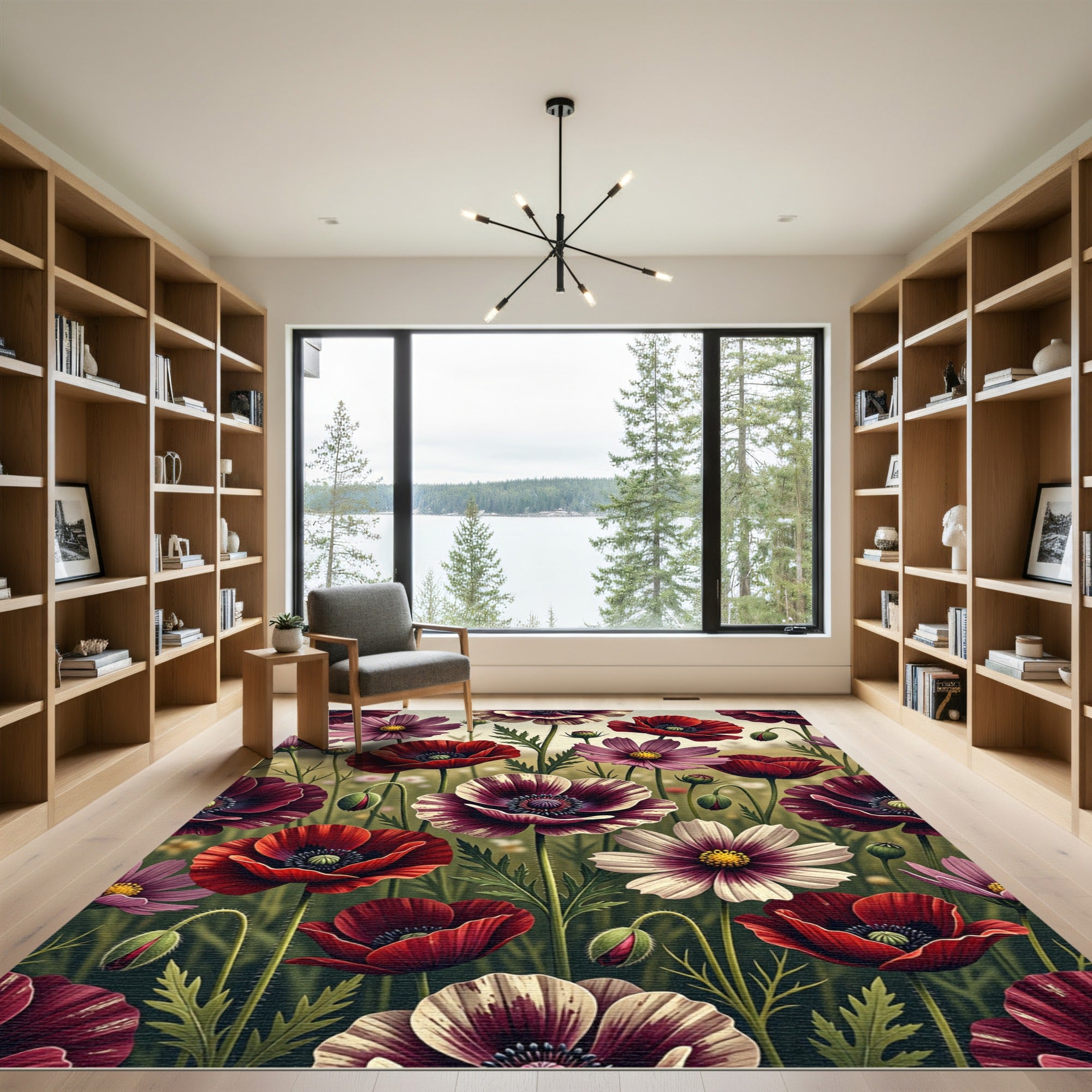 Crimson And Violet Floral Meadow Rug