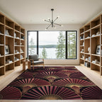 Art Deco Crimson Fan Medallion Rug