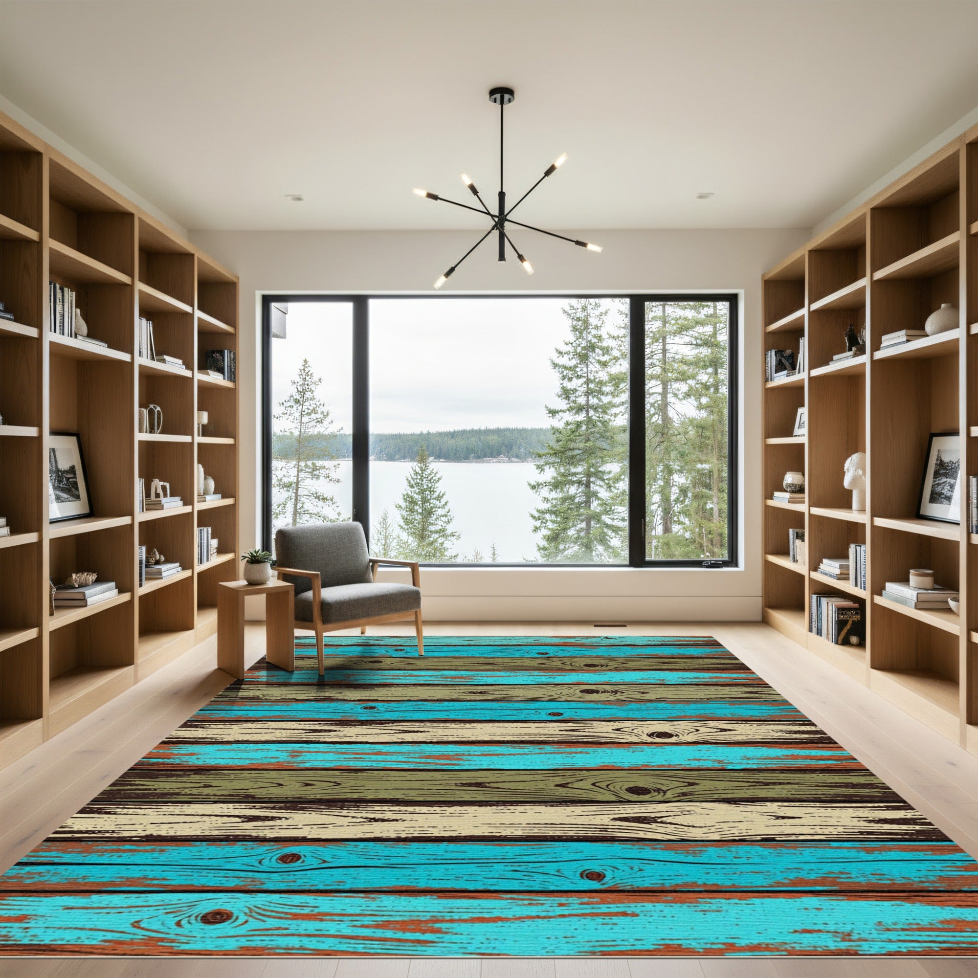 Coastal Wood Plank Stripe Rug