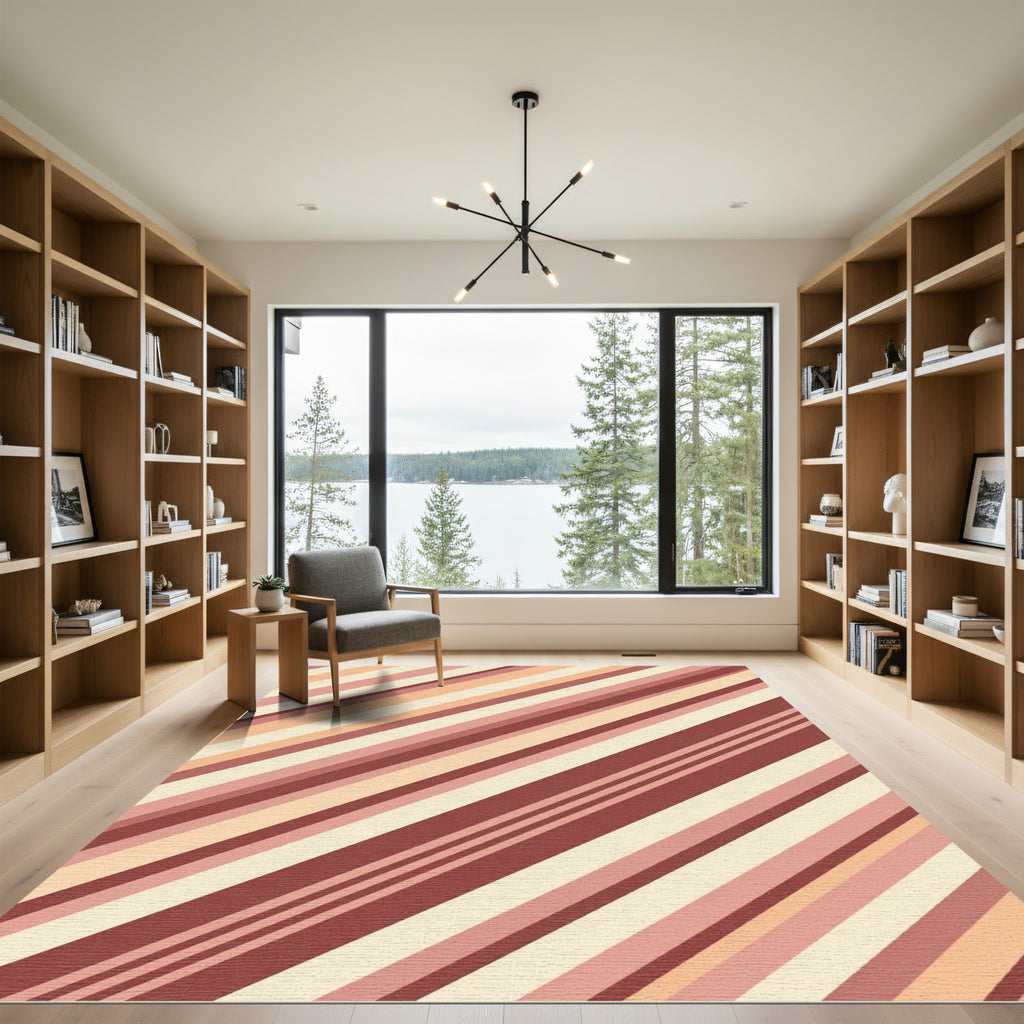 Terra Cotta Striped Diagonal Rug