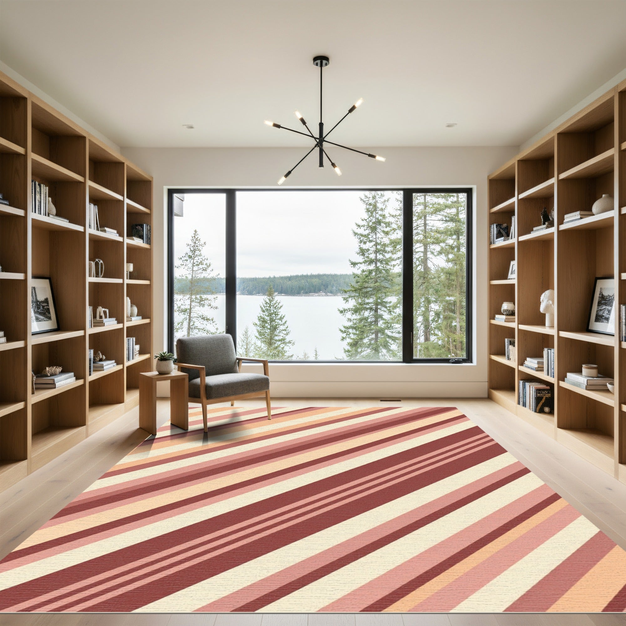 Terra Cotta Striped Diagonal Rug