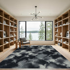Monochrome Abstract Smoked Marble Swirl Rug