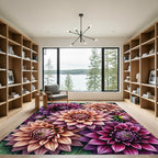 Vibrant Magenta Orange Dahlia Garden Rug