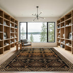 Golden Pyramid Tribal Border Rug