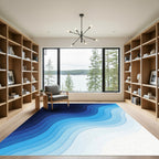 Deep Blue Layered Wave Rug