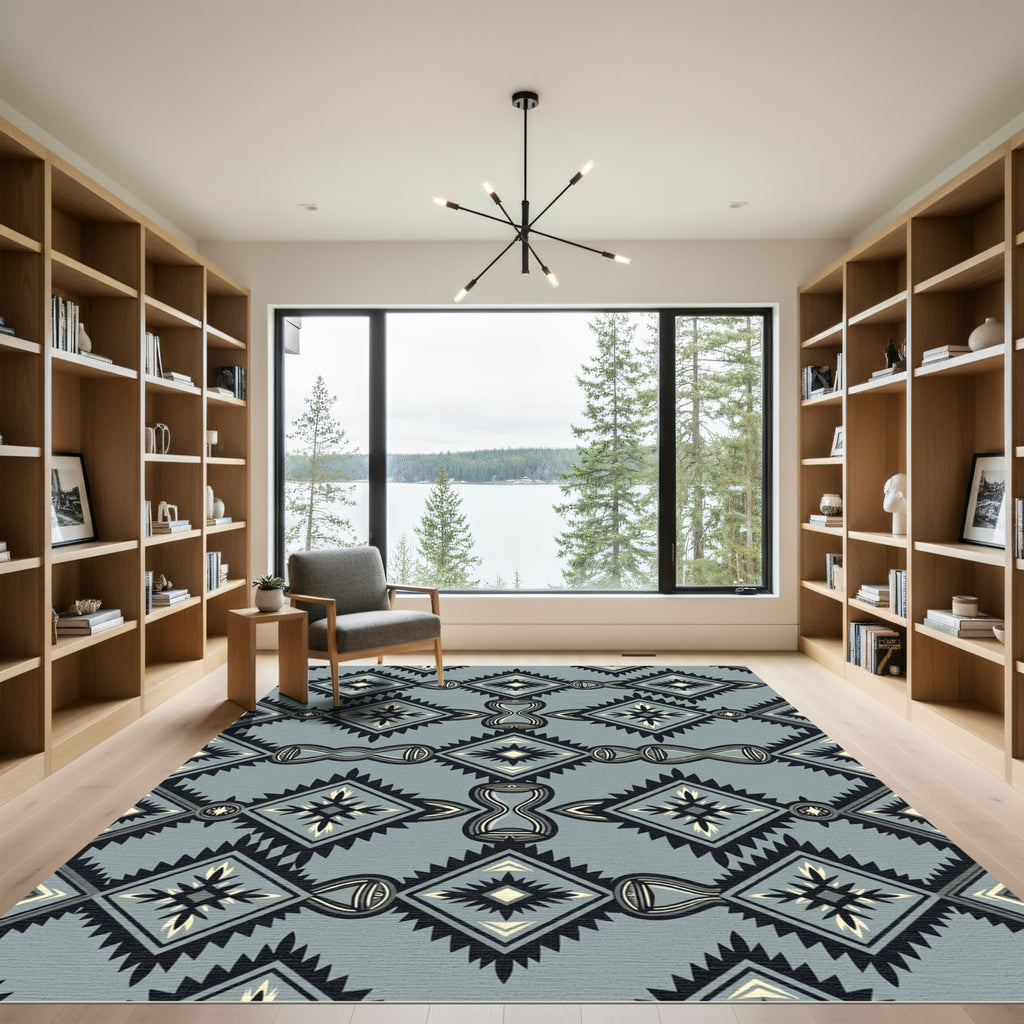 Gray Diamond Hourglass Native American Rug