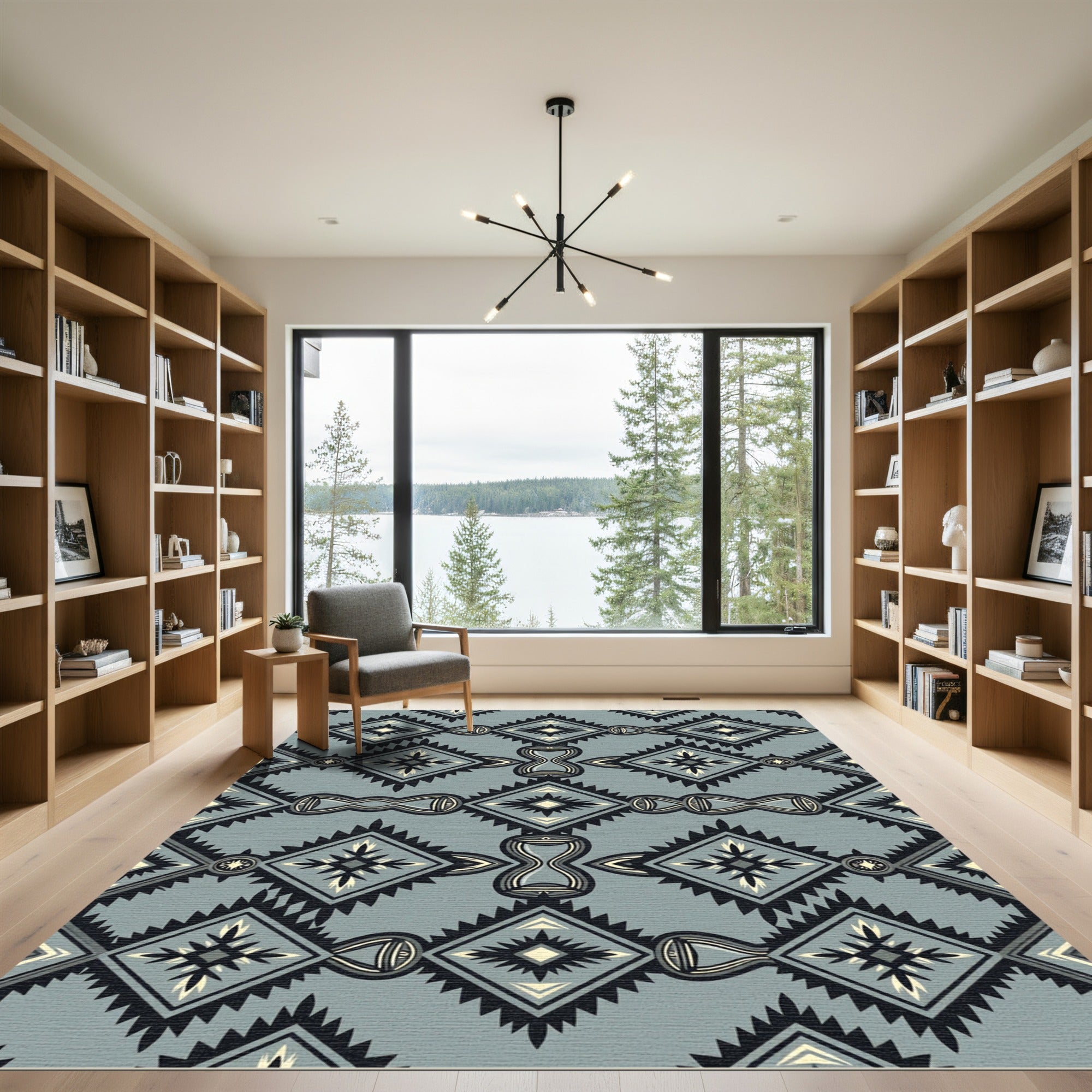 Gray Diamond Hourglass Native American Rug