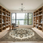 Vintage Floral Medallion Border Rug