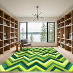 Vibrant Lime Green Zigzag Chevron Rug