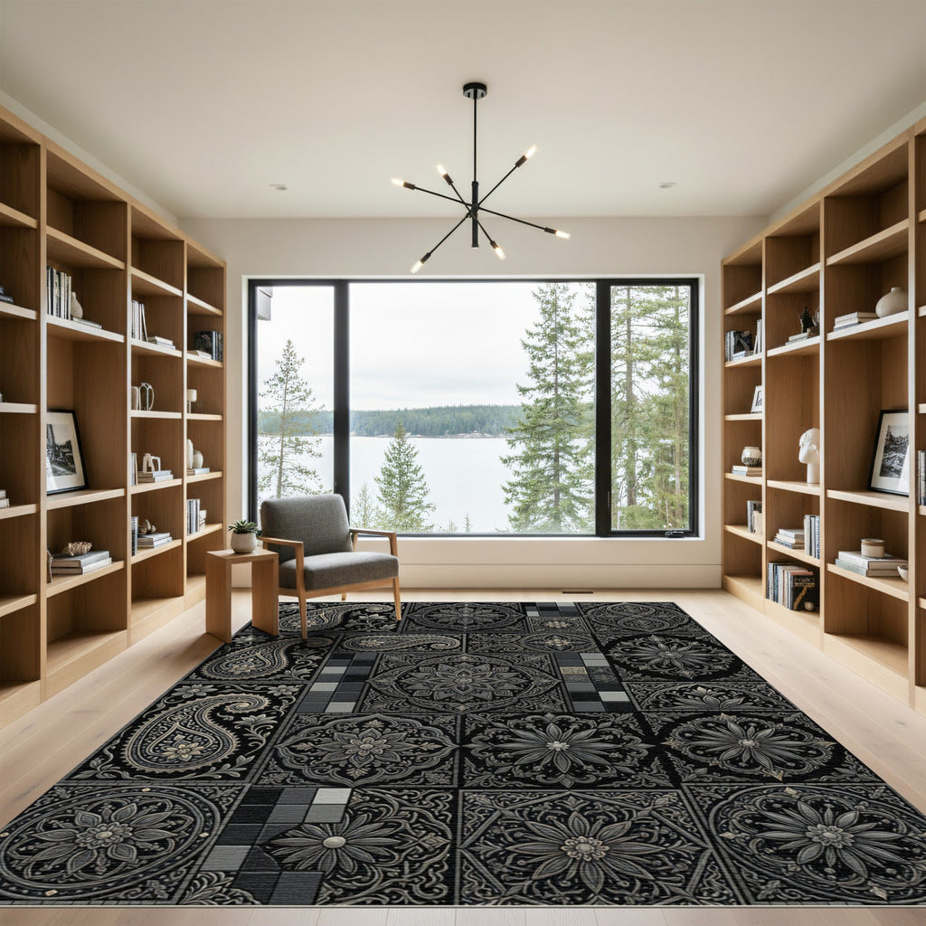 Intricate Paisley Floral Medallion Collage Rug