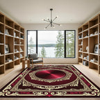 Victorian Red Golden Medallion Frame Rug