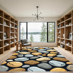 Amber Taupe Gray Smooth Stone Arrangement Rug