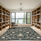 Ornate Seashell Floral Acanthus Swirl Rug