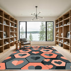 Geometric Hexagon Heart Graphic Peach Gray Rug