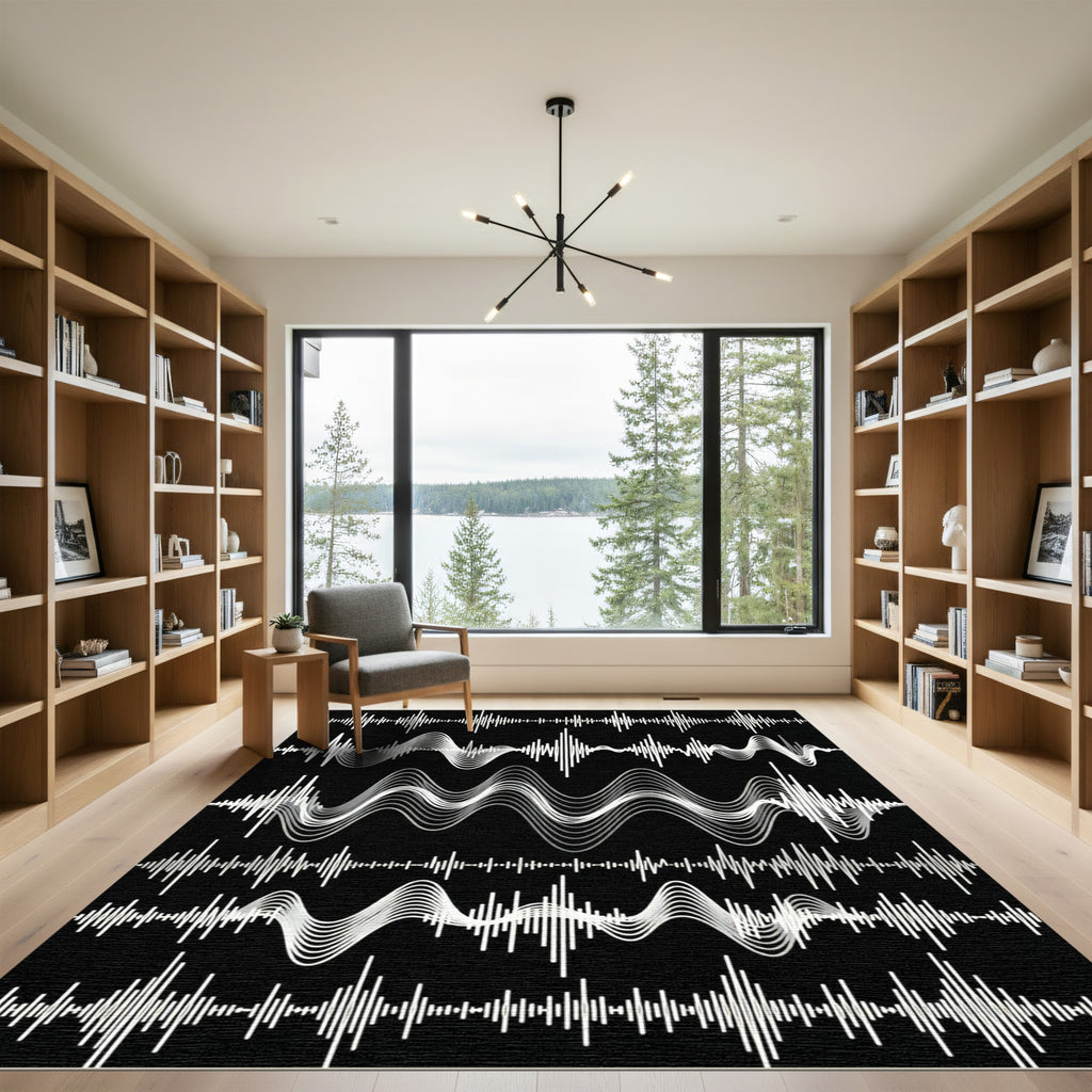 White Soundwave Amplitude Graph Rug