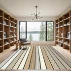 Modern Neutral Earth Tone Vertical Stripe Rug