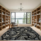 Monochromatic Paisley Floral Scroll Rug