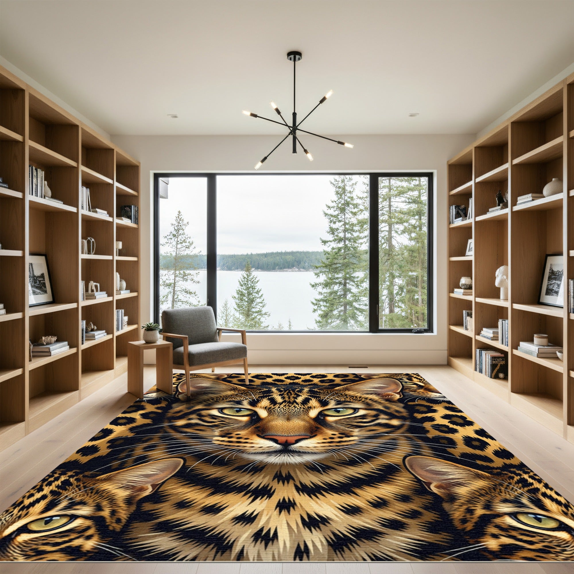Bold Leopard Spots Feline Collage Rug