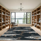 Dark Charcoal Freshwater Pike Fish Rug