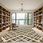Beige Geometric Intersecting Lattice Square Rug