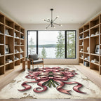 Elegant Pink Ribbon Bouquet Illustration Rug