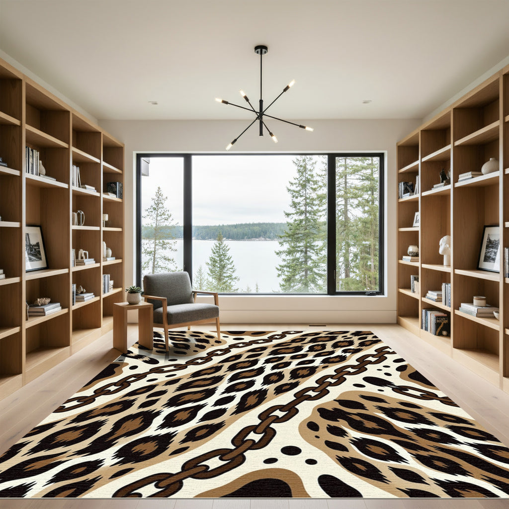 Brown Leopard Chain Stripe Rug