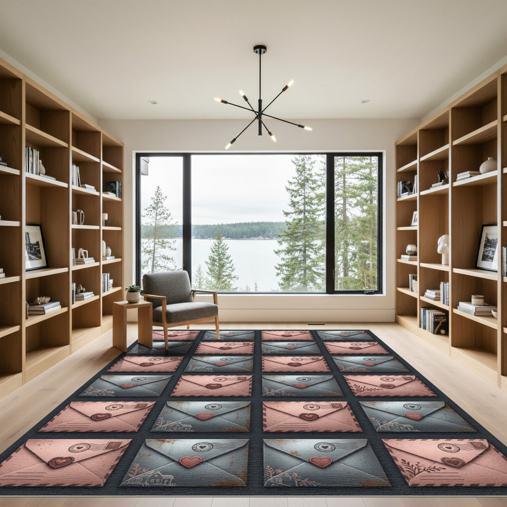 Rose Gold Slate Heart Envelopes Stamp Rug