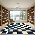 Navy and Cream Geometric Ocean Shift Rug