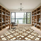 Earthy Toned Geometric Intersecting Lattice Rug