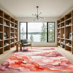 Watercolor Crimson Cloudscape Abstract Art Rug
