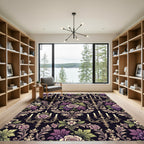 Gothic Rose Candelabra Grape Damask Rug