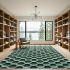 Earthy Sage Geometric Honeycomb Grid Rug