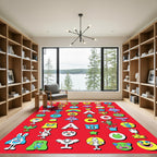 Playful Cute Cartoon Characters Collage Rug