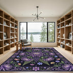 Ethereal Purple Chrysanthemum Star Floral Rug