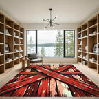 Rustic Crimson Distressed Wood Cross Rug