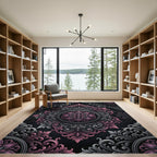 Sophisticated Pink and Gray Floral Medallion Rug