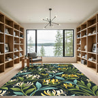 Yellow White Honeysuckle Botanical Art Rug